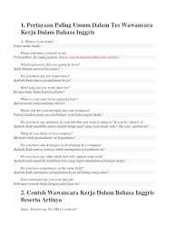 Perbanyak membaca agar pengetahuan anda dapat lebih terasah. Contoh Interview Dalam Bahasa Inggris Beserta Jawabannya Dan Artinya Berbagai Contoh