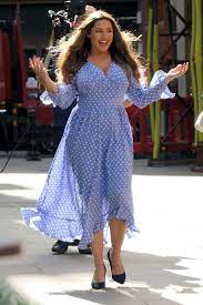 More images for kelly brook dress » Kelly Brook Looks Lovely In A Long Blue Dress While Filming In London Uk 250918 2