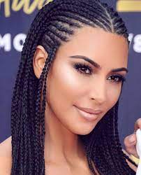 Kim Kardashian Rocks African Braids To The Mtv Movie And Tv Awards Photos Realchannelng Cornrow Hairstyles Kim Kardashian Hair Kardashian Hair