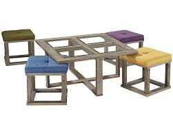 See the detailed photo here. Square Coffee Table With 4 Nesting Stools Coffee Table Coffee Table Square Nesting Coffee Tables