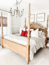 Magnolia farmhouse canopy bed black. Farmhouse Christmas Bedroom Micheala Diane Designs