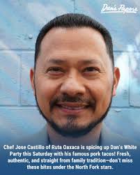 Four incredible chefs are taking over the kitchen at Dan's White Party this  Saturday, August 16, at RGNY Vineyard! 🍴✨ Ruta Oaxaca's Chef Jose Castillo  will be serving up authentic pork tacos,