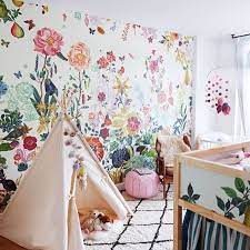 You can successfully place wallpaper in the living room, as a wall decoration in the bedroom or highlight the color base in a children's room. Flirty Florals 19 Nurseries In Bloom