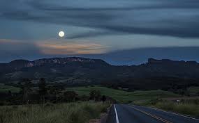 You can see every volcano and crater. Moon Over The Mountain Crescent Moon South America Brazil Landscape Hd Wallpaper Wallpaperbetter
