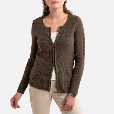 Rejoins la communauté de mode de seconde main qui compte plus de 37 millions de membres. Strickjacke Mit Rundhalsausschnitt Reissverschluss Grobstrick Khaki Anne Weyburn La Redoute