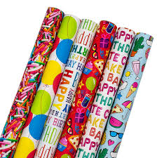 Shop with afterpay on eligible items. Birthday Gift Wrap Wrapping Paper For Boys Girls Adults 6 Cute Funny Different Designs Of 8 Ft X 30 Roll Includes Cactus Fruit Rainbows Rainbow Sprinkles Pizza Balloons Donuts Ice Cream