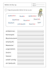 Klasse im deutsch unterricht zum ausdrucken. Arbeitsblatt Worter Mit Qu Qu Unterrichtsmaterial Im Fach Deutsch Worter Unterrichtsmaterial Arbeitsblatter