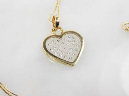 Vintage 14k Gold Diamond Heart Necklace Diamonds In Lucite Necklace Genuine Diamond Heart Necklace Floating Diamond Heart 15 Gold Chain Heart Necklace Diamond Gold Diamond Heart Necklace Diamond Heart