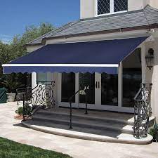 Manual 13 Ft W X 8 Ft D Polyester Retractable Standard Patio Awning Patio Awning Retractable Awning Patio Sun Shades