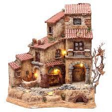 Venta de belenes en república dominicana. Casa Grande En Resina Para Belen Con Fuente 39x36x20 Cm Venta Online En Holyart