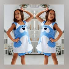 Twins Gifts Birthday Toddler Girl Pinafore Dress Blue Cat Kids Animal Outfits Cute Organic K Organic Kids Clothes Cute Outfits For Kids Girls Pinafore Dress