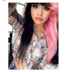 Beautiful Half Black Half Pink Hair Pink And Black Hair Hair Inspiration Scene Hair