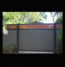 Gates With Style Timber Slats Colorbond Sliding Or Electric Building A Fence Privacy Fence Designs Fence Design