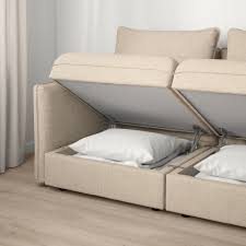 Vallentuna وحدة كنبة زاوية 3 مقاعد مع تخزين Hillared بيج Ikea