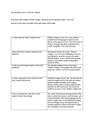 The mother tongue is what shaped amy as a writer. Acad2 Writers Essays
