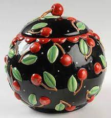 Mary Engelbreit Cherries Cookie Jar Maryengelbreit Cookiejar Cherry Cookie Jars Vintage Cherry Cookies Collectible Cookie Jars