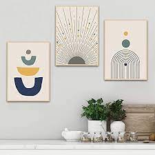 Her references include 1950's fabrics with atomic motifs and mod patterns in neon colors from the 1960's hippy culture. Amazon Com Mid Century Wall Art Boho Abstract Wall Art Mid Century Modern Canvas Prints Geometric Sun Wall Art Minimalist Line Drawing Wall Painting Vintage Poster For Living Room