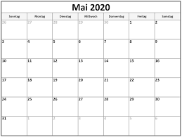 Jahreskalender 2021 mit feiertagen und kalenderwochen (kw) in 19 varianten, a4, hoch & quer. 2020 Mai Druckbare Kalender Zum Ausdrucken Pdf