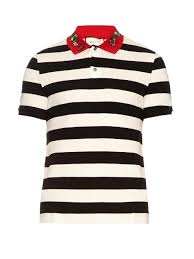 Black And White Polo Shirt Stripes Gucci Snake Embroidery Polo Shirt Modesens Cotton Polo Shirt Striped Polo Shirt Polo Shirt