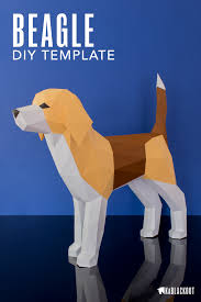 Beagle Papercraft Template Papercraft Dog Diy Beagle Etsy Papercraft Templates Paper Crafts Paper Animals