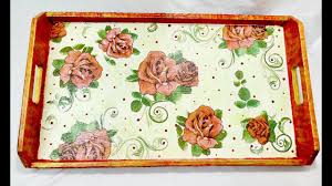 ديكوباج على صينية خشب لون مميز Decorative Tray Decor Tray