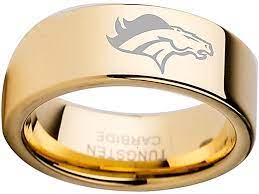 Denver Broncos Ring Gold 8mm Tungsten Ring Available In Sizes 6 13 Denverbroncos Denver Broncos Nfl Customize With Denver Broncos Broncos Broncos Fans