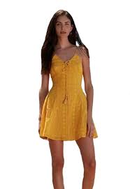 the jetset diaries alynna fit flare mini dress in marigold