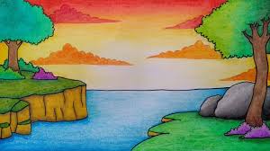 Suasana senja diperkuat dengan warna awan yang berangsur gelap. Cara Menggambar Pemandangan Alam Menggambar Pemandangan Pantai Youtube