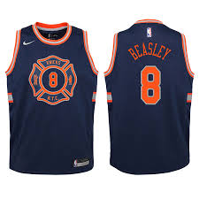 The lettering in the center of the jersey reads city never sleeps. Knicks Michael Beasley Navy City Edition Jersey