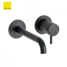 Mitigeur Lavabo Mural Chrome Noir Brosse 2 Trous Triverde Cristina Ondyna Tv25775 Vita Habitat