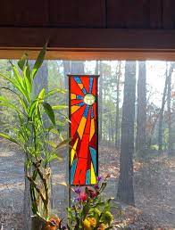 Stained Glass Garden Art Glass Garden Yard Art Garden Etsy Stained Glass Garden Art Glass Garden Art Stained Glass Crafts