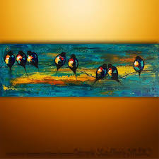 Abstract Birds On A Wire Painting Abstract Modern Original Birds On A Wire Painting Art By Catalin 109 00 Met Afbeeldingen Abstract Zwaluwen
