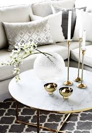 Scandinavian Living Room Marble And Gold Table Gold Details Beige Couch And White Flowers Gold Living Room Home Decor Accessories Coffee Table