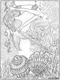 Mermaid swimming among beautiful corals. Pin On Adult Coloring Pages