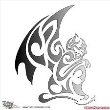 Nowadays, you can add color to your design. Amazing Tribal Gargoyle Tattoo Design