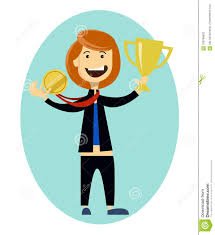 Le Sportif De Femme Gagne Et Obtient La Médaille D'or, Champion  Accomplissement Sportif Illustration de Vecteur ...