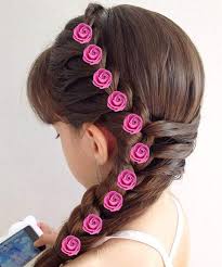 Braided hairstyles for prom, wedding, or everyday. Buy Aainaa Set Of 24 Pcs Party Wear Flower Hair Pins Clips Accessories For Juda Bun Braid Decoration For Women And Girls Dark Pink Online At Low Prices In India Amazon In