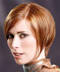 Short Straight Ginger Hairstyle With Side Swept Bangs And Light Blonde Highlights Light Blonde Highlights Light Blonde Blonde Highlights