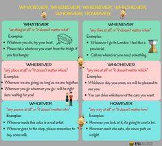 How To Use Whatever Whoever Whenever Wherever Whichever And However Correctly Eslbuzz Learning English Learn English English Writing Confusing Words