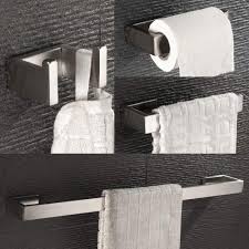 Linea bathroom accessories in matt stainless steel. Velimax Bathroom Hardware Set 4 Piece Bathroom Accessories Set Stainless Steel Bathroom Holder Sets Wall Mounted Towel Bar Towel Holder Hook Toilet Roll Holder Brushed Finish Towel Rings Tools Home Improvement Fcteutonia05 De