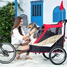 Ibiyaya 2 In 1 Heavy Duty Dog Stroller Pull Behind Bike Trailer For Medium Andamp Large Dogs You Can Get Additional Dog Stroller Pet Strollers Pet Trailer