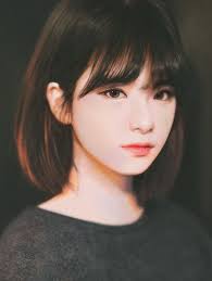 Girl Copy J Won Han On Artstation At Https Www Artstation Com Artwork Qw5y2 Korean Short Hair Short Hair Styles Short Hair With Bangs