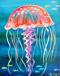 Mini Jelly Canvas Painting Diy Jellyfish Painting Jellyfish Art