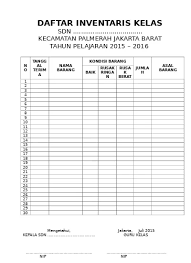 Tabel ini akan berisi kode untuk menentukan jenis transaksi dan kita beri nama transaction_types.untuk aplikasi ini akan ada 2 (dua) jenis transaksi yaitu transaksi barang masuk (kita beri kode bm) dan transaksi barang keluar (kita beri kode bk).data dictionary lengkapnya adalah sebagai berikut: Daftar Inventaris Kelas Format Terbaru