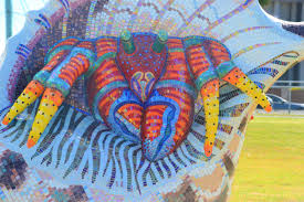 Giant Mosaic Iridescent Glass Sculpture At Bayside Sydney Nsw Australia Hermit Crab Starfish Glass Mosaic Ar Glass Mosaic Art Starfish Sculpture Mosaic Art