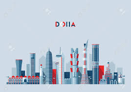 Explore the history behind the magnificent buildings of doha's skyline when you visit qatar. Doha Skyline Qatar Vector Illustration Flat Design Royalty Free Cliparts Vectors And Stock Illustration Image 88859117
