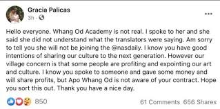 Grace palicas—whang od's grandniece and protegée—is warning people away from signing up to the course, calling the whang od academy a scam. 5qwiccqjblln M