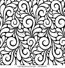 Black And White Paisley Pattern Vector Vector Floral Seamless Pattern With Swirl Shapes Black And White Black And White Background Swirl Pattern