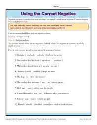 using the correct negative word usage worksheet sentence activities negative words substitute teaching