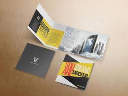 Five Realistic Psd Files Of Square Tri Fold Brochure Mockup To Showcase Your Brochure And Flyer De Trifold Brochure Template Trifold Brochure Brochure Template